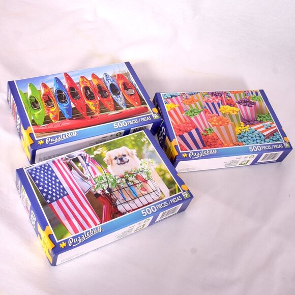 Puzzlebug 500 Piece Jigsaw Puzzle Lot of 3 - Picture 1 of 2